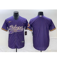 Men Los Angeles Lakers Blank Purple Cool Base With Patch Stitched Baseball Jersey Men Los Angeles Lakers Blank Purple Cool Base With Patch Stitched Baseball Jersey