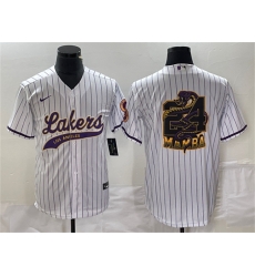 Men Los Angeles Lakers White 24 Mamba Big Logo Cool Base Stitched Baseball Jerseys Men Los Angeles Lakers White 24 Mamba Big Logo Cool Base Stitched Baseball Jerseys