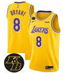 Men Nike 2020 Los Angeles Lakers 8 Kobe Bryant Yellow Stitched Swinman NBA stitched KB patch Jersey Men Nike 2020 Los Angeles Lakers 8 Kobe Bryant Yellow Stitched Swinman NBA stitched KB patch Jersey