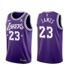 Men's Los Angeles Lakers #23 LeBron James 2021 22 City Edition Purple Stitched Jersey Men's Los Angeles Lakers #23 LeBron James 2021 22 City Edition Purple Stitched Jersey