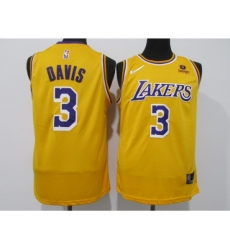 Men's Los Angeles Lakers #3 Anthony Davis Yellow 75th Anniversary Stitched Basketball Jersey Men's Los Angeles Lakers #3 Anthony Davis Yellow 75th Anniversary Stitched Basketball Jersey