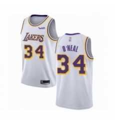 Mens Los Angeles Lakers 34 Shaquille ONeal Authentic White Basketball Jerseys Association Editi Mens Los Angeles Lakers 34 Shaquille ONeal Authentic White Basketball Jerseys Association Editi