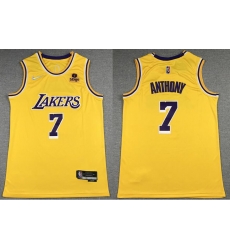 Men's Los Angeles Lakers #7 Carmelo Anthony 2021 22 City Edition Yellow Stitched Jersey Men's Los Angeles Lakers #7 Carmelo Anthony 2021 22 City Edition Yellow Stitched Jersey