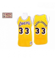 Mens Mitchell and Ness Los Angeles Lakers 33 Abdul Jabbar Authentic Gold Throwback NBA Jersey Mens Mitchell and Ness Los Angeles Lakers 33 Abdul Jabbar Authentic Gold Throwback NBA Jersey