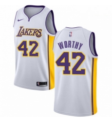 Mens Nike Los Angeles Lakers 42 James Worthy Authentic White NBA Jersey Association Edition Mens Nike Los Angeles Lakers 42 James Worthy Authentic White NBA Jersey Association Edition