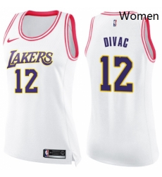 Womens Nike Los Angeles Lakers 12 Vlade Divac Swingman WhitePink Fashion NBA Jersey Womens Nike Los Angeles Lakers 12 Vlade Divac Swingman WhitePink Fashion NBA Jersey