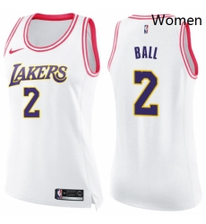 Womens Nike Los Angeles Lakers 2 Lonzo Ball Swingman WhitePink Fashion NBA Jersey Womens Nike Los Angeles Lakers 2 Lonzo Ball Swingman WhitePink Fashion NBA Jersey