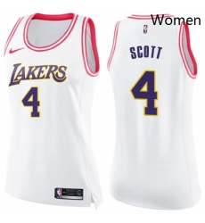 Womens Nike Los Angeles Lakers 4 Byron Scott Swingman WhitePink Fashion NBA Jersey Womens Nike Los Angeles Lakers 4 Byron Scott Swingman WhitePink Fashion NBA Jersey