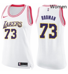 Womens Nike Los Angeles Lakers 73 Dennis Rodman Swingman WhitePink Fashion NBA Jersey Womens Nike Los Angeles Lakers 73 Dennis Rodman Swingman WhitePink Fashion NBA Jersey