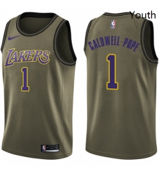 Youth Nike Los Angeles Lakers 1 Kentavious Caldwell Pope Swingman Green Salute to Service NBA Jersey Youth Nike Los Angeles Lakers 1 Kentavious Caldwell Pope Swingman Green Salute to Service NBA Jersey