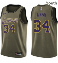 Youth Nike Los Angeles Lakers 34 Shaquille ONeal Swingman Green Salute to Service NBA Jersey Youth Nike Los Angeles Lakers 34 Shaquille ONeal Swingman Green Salute to Service NBA Jersey