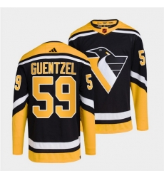 Men Pittsburgh Penguins 59 Jake Guentzel Black 2022 Reverse Retro Stitched Jersey Men Pittsburgh Penguins 59 Jake Guentzel Black 2022 Reverse Retro Stitched Jersey