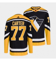 Men Pittsburgh Penguins 77 Jeff Carter Black 2022 Reverse Retro Stitched Jersey Men Pittsburgh Penguins 77 Jeff Carter Black 2022 Reverse Retro Stitched Jersey