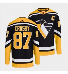 Men Pittsburgh Penguins 87 Sidney Crosby Black 2022 Reverse Retro Stitched Jersey Men Pittsburgh Penguins 87 Sidney Crosby Black 2022 Reverse Retro Stitched Jersey