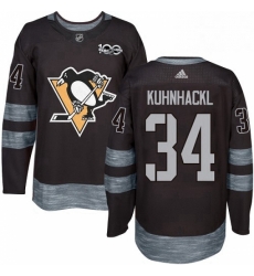 Mens Adidas Pittsburgh Penguins 34 Tom Kuhnhackl Authentic Black 1917 2017 100th Anniversary NHL Jersey Mens Adidas Pittsburgh Penguins 34 Tom Kuhnhackl Authentic Black 1917 2017 100th Anniversary NHL Jersey