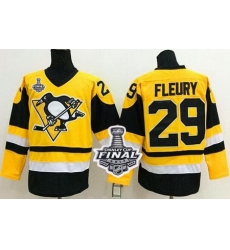 Penguins #29 Andre Fleury Yellow Throwback 2017 Stanley Cup Final Patch Stitched NHL Jersey Penguins #29 Andre Fleury Yellow Throwback 2017 Stanley Cup Final Patch Stitched NHL Jersey