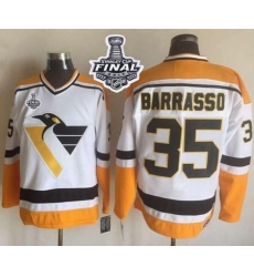 Penguins #35 Tom Barrasso White Yellow CCM Throwback 2017 Stanley Cup Final Patch Stitched NHL Jersey Penguins #35 Tom Barrasso White Yellow CCM Throwback 2017 Stanley Cup Final Patch Stitched NHL Jersey