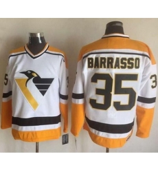 Penguins #35 Tom Barrasso WhiteYellow CCM Throwback Stitched NHL Jersey Penguins #35 Tom Barrasso WhiteYellow CCM Throwback Stitched NHL Jersey