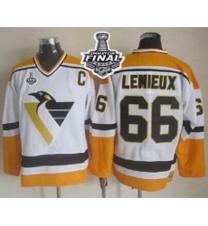 Penguins #66 Mario Lemieux White Yellow CCM Throwback 2017 Stanley Cup Final Patch Stitched NHL Jersey Penguins #66 Mario Lemieux White Yellow CCM Throwback 2017 Stanley Cup Final Patch Stitched NHL Jersey