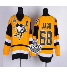 Penguins #68 Jaromir Jagr Yellow CCM Throwback 2017 Stanley Cup Final Patch Stitched NHL Jersey Penguins #68 Jaromir Jagr Yellow CCM Throwback 2017 Stanley Cup Final Patch Stitched NHL Jersey