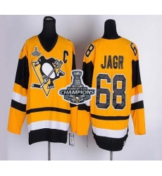 Penguins #68 Jaromir Jagr Yellow CCM Throwback 2017 Stanley Cup Finals Champions Stitched NHL Jersey Penguins #68 Jaromir Jagr Yellow CCM Throwback 2017 Stanley Cup Finals Champions Stitched NHL Jersey
