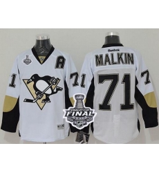 Penguins #71 Evgeni Malkin White 2017 Stanley Cup Final Patch Stitched NHL Jersey
