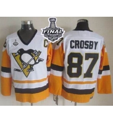 Penguins #87 Sidney Crosby White Black CCM Throwback 2017 Stanley Cup Final Patch Stitched NHL Jersey Penguins #87 Sidney Crosby White Black CCM Throwback 2017 Stanley Cup Final Patch Stitched NHL Jersey