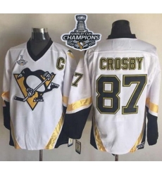Penguins #87 Sidney Crosby White CCM Throwback 2017 Stanley Cup Finals Champions Stitched NHL Jersey Penguins #87 Sidney Crosby White CCM Throwback 2017 Stanley Cup Finals Champions Stitched NHL Jersey