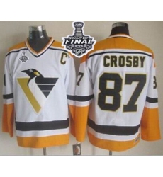 Penguins #87 Sidney Crosby White Yellow CCM Throwback 2017 Stanley Cup Final Patch Stitched NHL Jersey Penguins #87 Sidney Crosby White Yellow CCM Throwback 2017 Stanley Cup Final Patch Stitched NHL Jersey