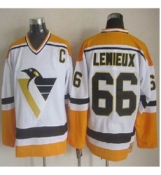 Pittsburgh Penguins #66 Mario Lemieux White Yellow CCM Throwback Stitched NHL Jersey Pittsburgh Penguins #66 Mario Lemieux White Yellow CCM Throwback Stitched NHL Jersey