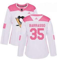 Womens Adidas Pittsburgh Penguins 35 Tom Barrasso Authentic WhitePink Fashion NHL Jersey Womens Adidas Pittsburgh Penguins 35 Tom Barrasso Authentic WhitePink Fashion NHL Jersey