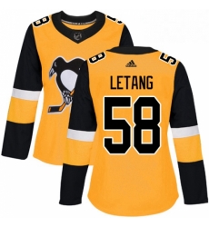 Womens Adidas Pittsburgh Penguins 58 Kris Letang Authentic Gold Alternate NHL Jersey Womens Adidas Pittsburgh Penguins 58 Kris Letang Authentic Gold Alternate NHL Jersey