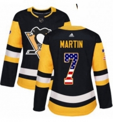 Womens Adidas Pittsburgh Penguins 7 Paul Martin Authentic Black USA Flag Fashion NHL Jersey Womens Adidas Pittsburgh Penguins 7 Paul Martin Authentic Black USA Flag Fashion NHL Jersey