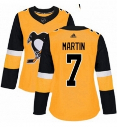 Womens Adidas Pittsburgh Penguins 7 Paul Martin Authentic Gold Alternate NHL Jersey Womens Adidas Pittsburgh Penguins 7 Paul Martin Authentic Gold Alternate NHL Jersey