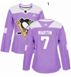 Womens Adidas Pittsburgh Penguins 7 Paul Martin Authentic Purple Fights Cancer Practice NHL Jersey Womens Adidas Pittsburgh Penguins 7 Paul Martin Authentic Purple Fights Cancer Practice NHL Jersey
