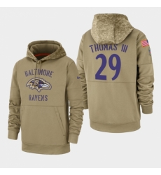 Mens Baltimore Ravens 29 Earl Thomas III 2019 Salute to Service Sideline Therma Pullover Hoodie Tan Mens Baltimore Ravens 29 Earl Thomas III 2019 Salute to Service Sideline Therma Pullover Hoodie Tan