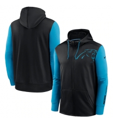 Men Carolina Panthers Black Blue Fan Gear Mascot Performance Full Zip Hoodie Men Carolina Panthers Black Blue Fan Gear Mascot Performance Full Zip Hoodie
