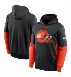 Men Cleveland Browns Black Color Block Fleece Performance Pullover Hoodie Men Cleveland Browns Black Color Block Fleece Performance Pullover Hoodie