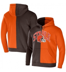 Men Cleveland Browns Brown Orange Split Logo Pullover Hoodie Men Cleveland Browns Brown Orange Split Logo Pullover Hoodie