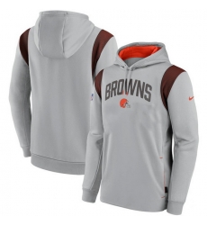 Men Cleveland Browns Grey Sideline Stack Performance Pullover Hoodie 002 Men Cleveland Browns Grey Sideline Stack Performance Pullover Hoodie 002