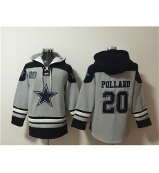 Men Dallas Cowboys 20 Tony Pollard Grey Ageless Must Have Lace Up Pullover Hoodie Men Dallas Cowboys 20 Tony Pollard Grey Ageless Must Have Lace Up Pullover Hoodie