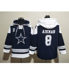 Men Dallas Cowboys 8 Troy Aikman Navy Ageless Must Have Lace Up Pullover Hoodie Men Dallas Cowboys 8 Troy Aikman Navy Ageless Must Have Lace Up Pullover Hoodie