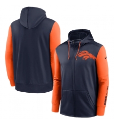 Men Denver Broncos Navy Orange Fan Gear Mascot Performance Full Zip Hoodie Men Denver Broncos Navy Orange Fan Gear Mascot Performance Full Zip Hoodie