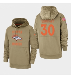 Mens Denver Broncos 30 Phillip Lindsay 2019 Salute to Service Sideline Therma Pullover Hoodie Tan Mens Denver Broncos 30 Phillip Lindsay 2019 Salute to Service Sideline Therma Pullover Hoodie Tan