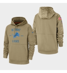 Mens Detroit Lions Tan 2019 Salute to Service Sideline Therma Pullover Hoodie Mens Detroit Lions Tan 2019 Salute to Service Sideline Therma Pullover Hoodie