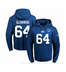 Football Mens Indianapolis Colts 64 Mark Glowinski Royal Blue Name Number Pullover Hoodie Football Mens Indianapolis Colts 64 Mark Glowinski Royal Blue Name Number Pullover Hoodie
