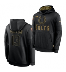 Men Indianapolis Colts 13 T Y Hilton 2020 Salute To Service Black Sideline Performance Pullover Hoodie Men Indianapolis Colts 13 T Y Hilton 2020 Salute To Service Black Sideline Performance Pullover Hoodie