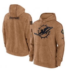 Men Miami Dolphins 2023 Brown Salute To Service Pullover Hoodie Men Miami Dolphins 2023 Brown Salute To Service Pullover Hoodie