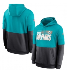 Men Miami Dolphins Nike Sideline Impact Lockup Performance Pullover Hoodie Aqua Charcoal Men Miami Dolphins Nike Sideline Impact Lockup Performance Pullover Hoodie Aqua Charcoal