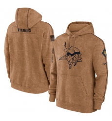 Men Minnesota Vikings 2023 Brown Salute To Service Pullover Hoodie Men Minnesota Vikings 2023 Brown Salute To Service Pullover Hoodie